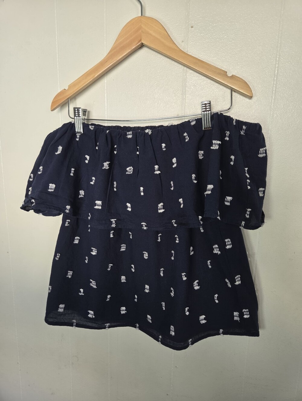 LOFT Navy Blue Off-Shoulder Printed Camisole